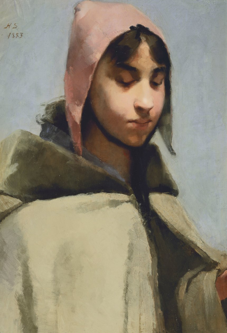 En ung flicka i fransk lantklänning av Helene Schjerfbeck