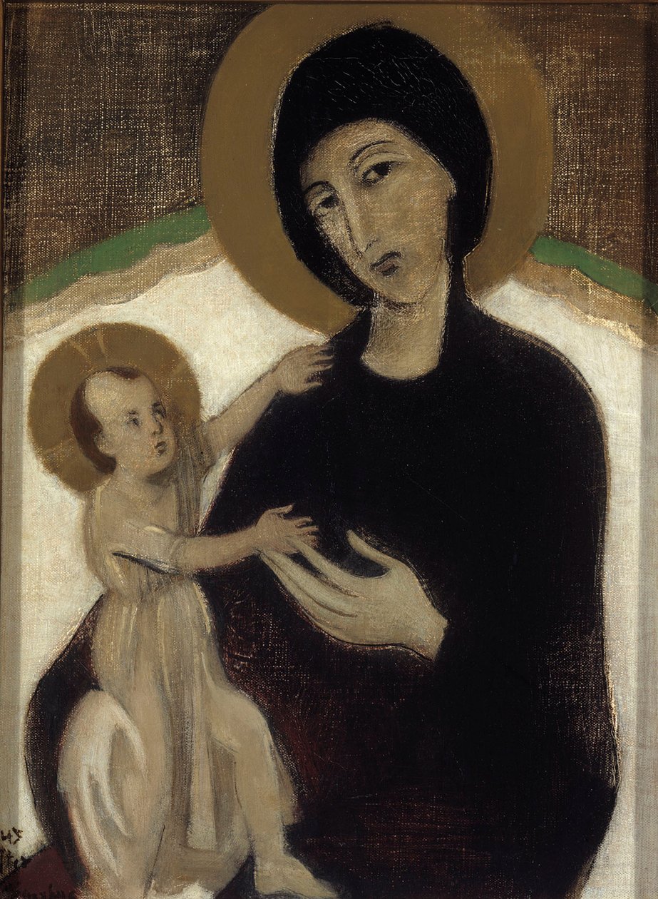 Madonna med barnet, efter Cimabue av Helene Schjerfbeck