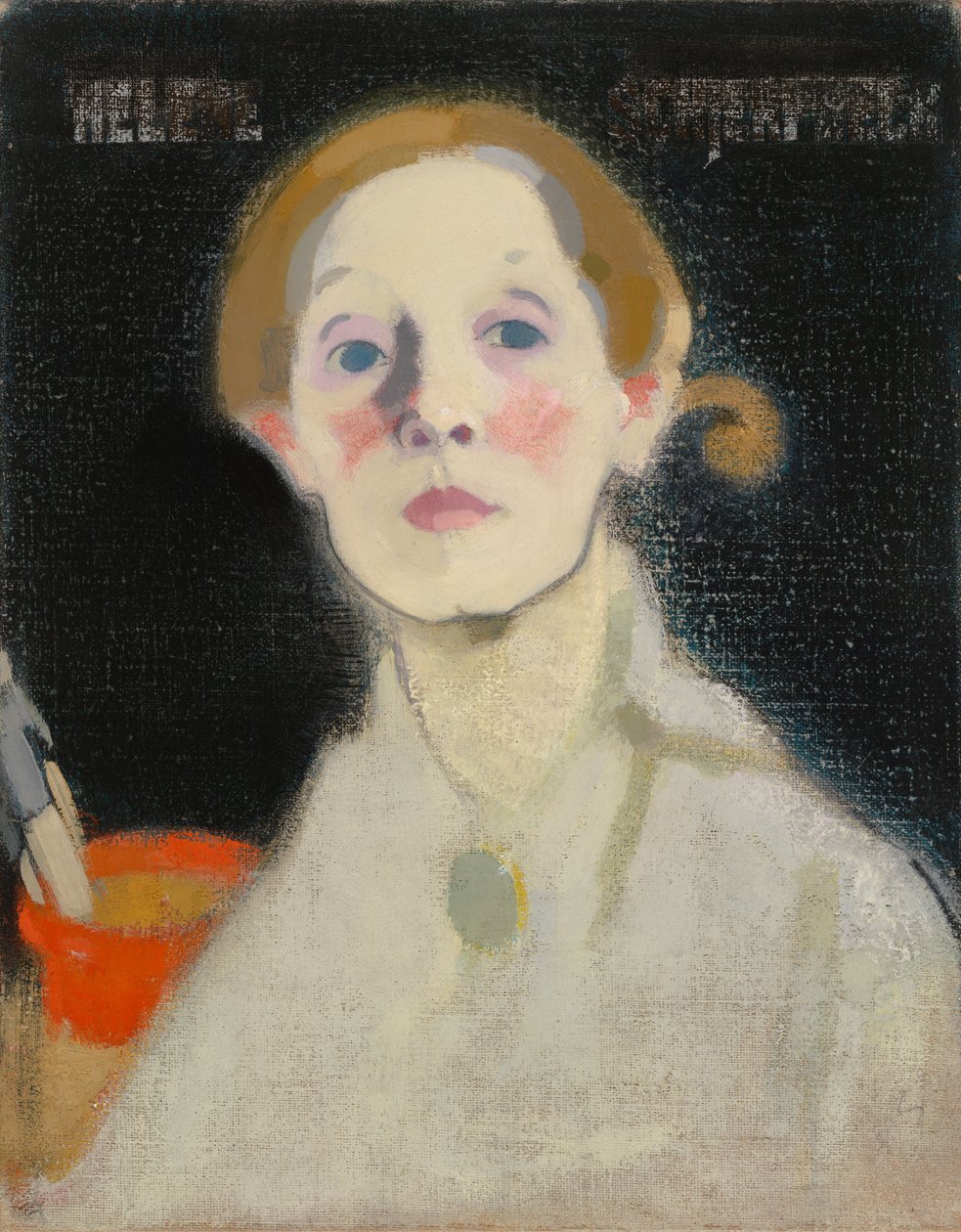 Självporträtt, svart bakgrund av Helene Schjerfbeck