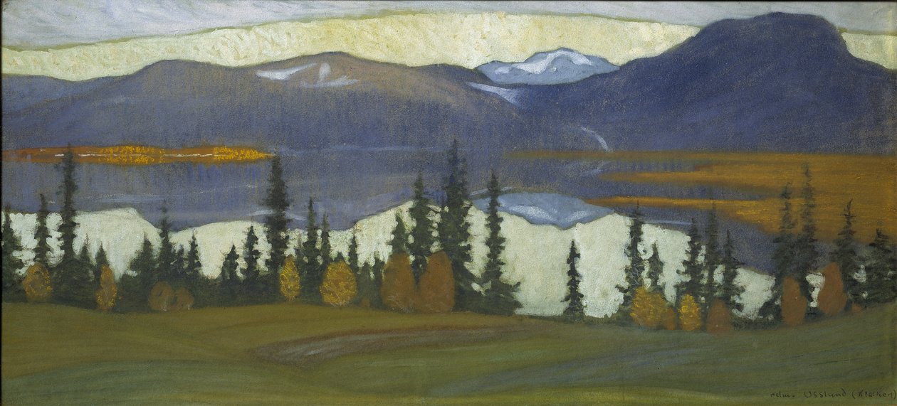 Utsikt från Klocka, ca 1910 (akvarell med gouache) av Helmer Osslund