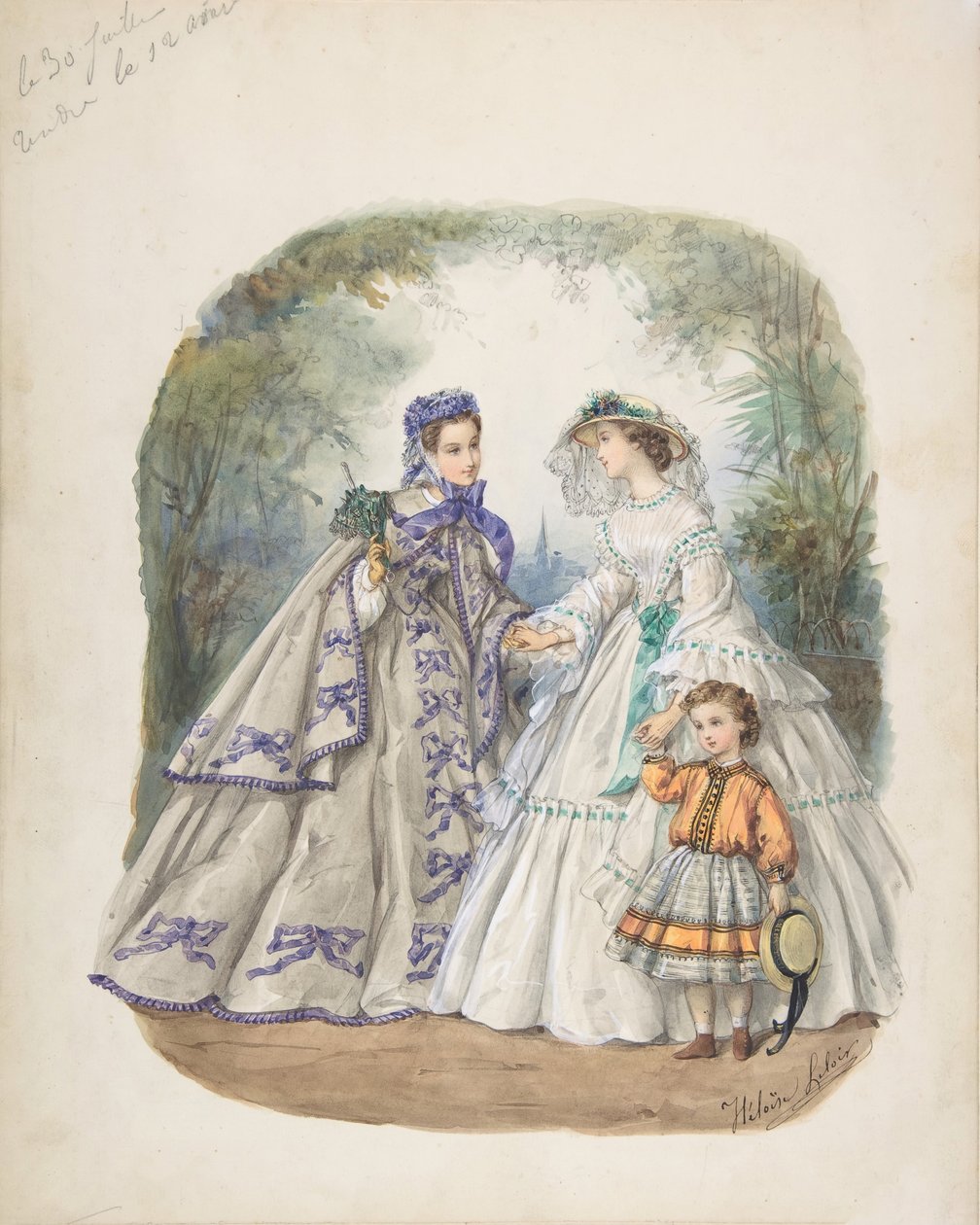 Illustration för en fransk modetidning, ca. 1862. av Heloise Leloir