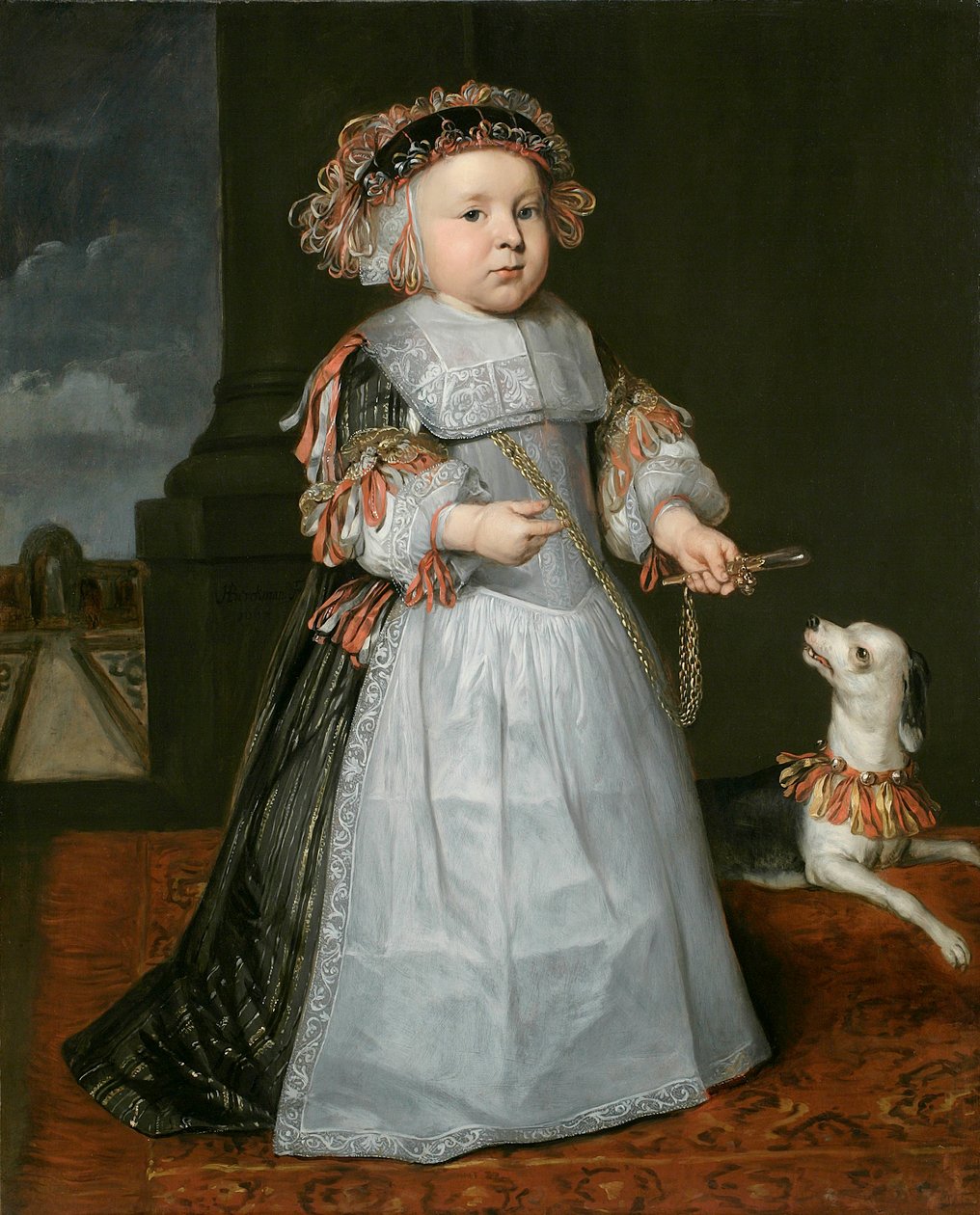 En ung pojke med en hund, 1667 av Hendrick Berckman