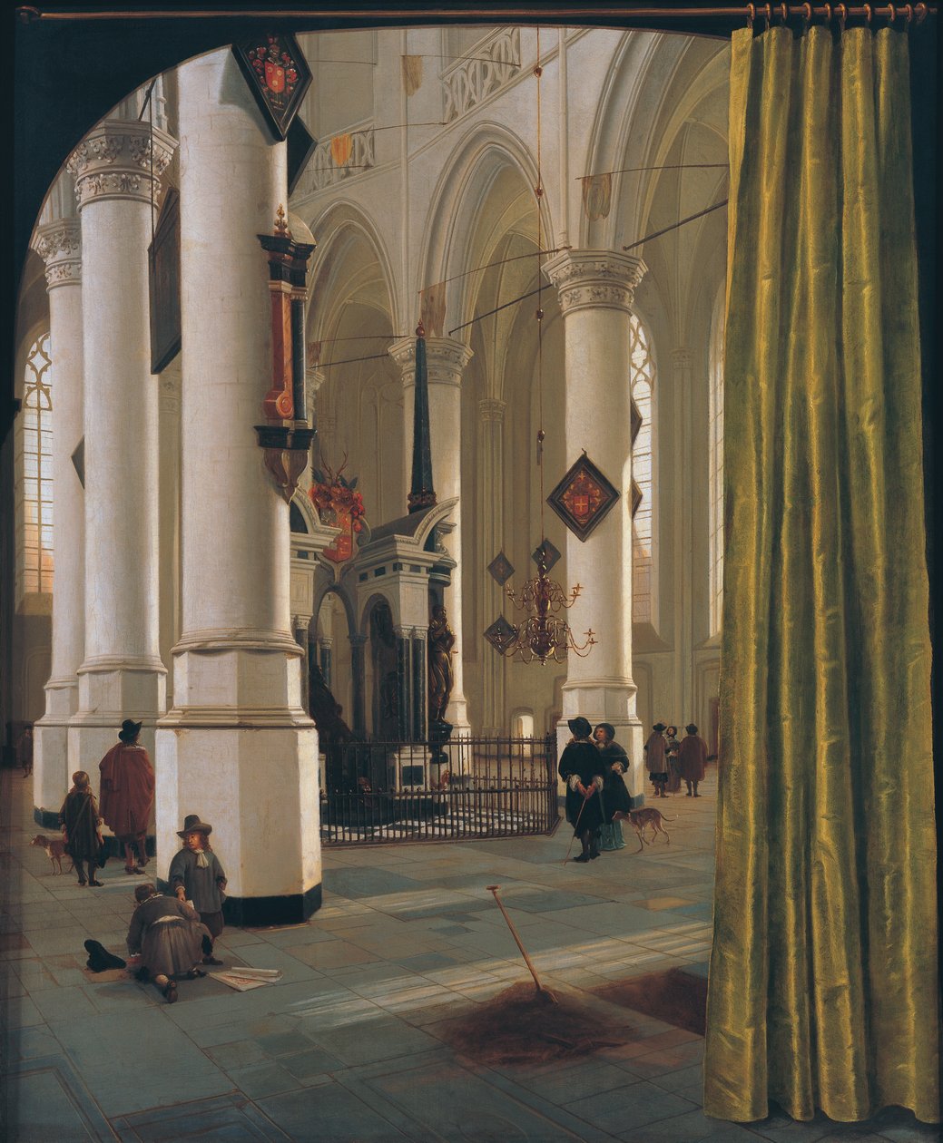 Inredningen i Nieuwe Kerk i Delft med graven för prins Vilhelm den tysta av Oranien (1533-1584) av Hendrik Cornelisz. van Vliet
