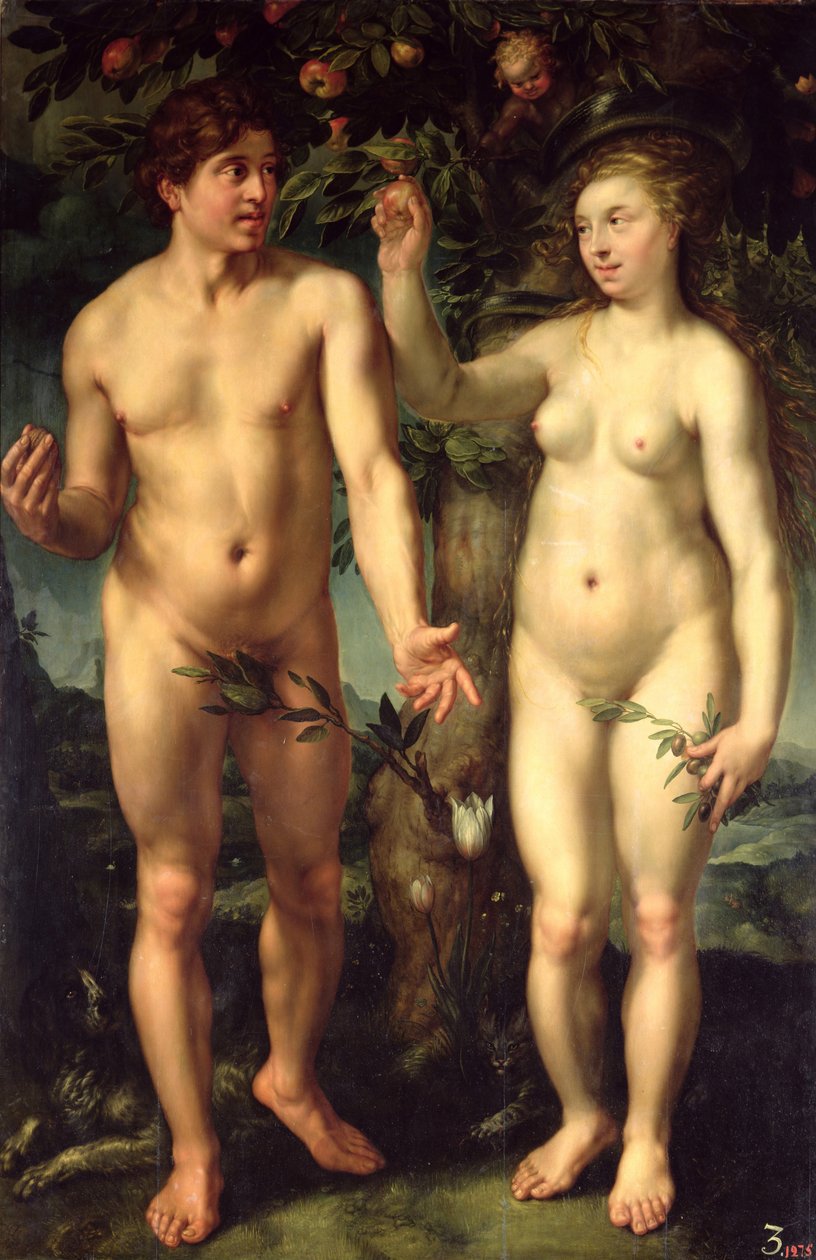 Adam och Eva, 1608 av Hendrik Goltzius