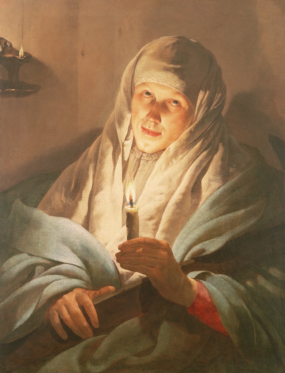 En kvinna med ett ljus och ett kors av Hendrick ter Brugghen