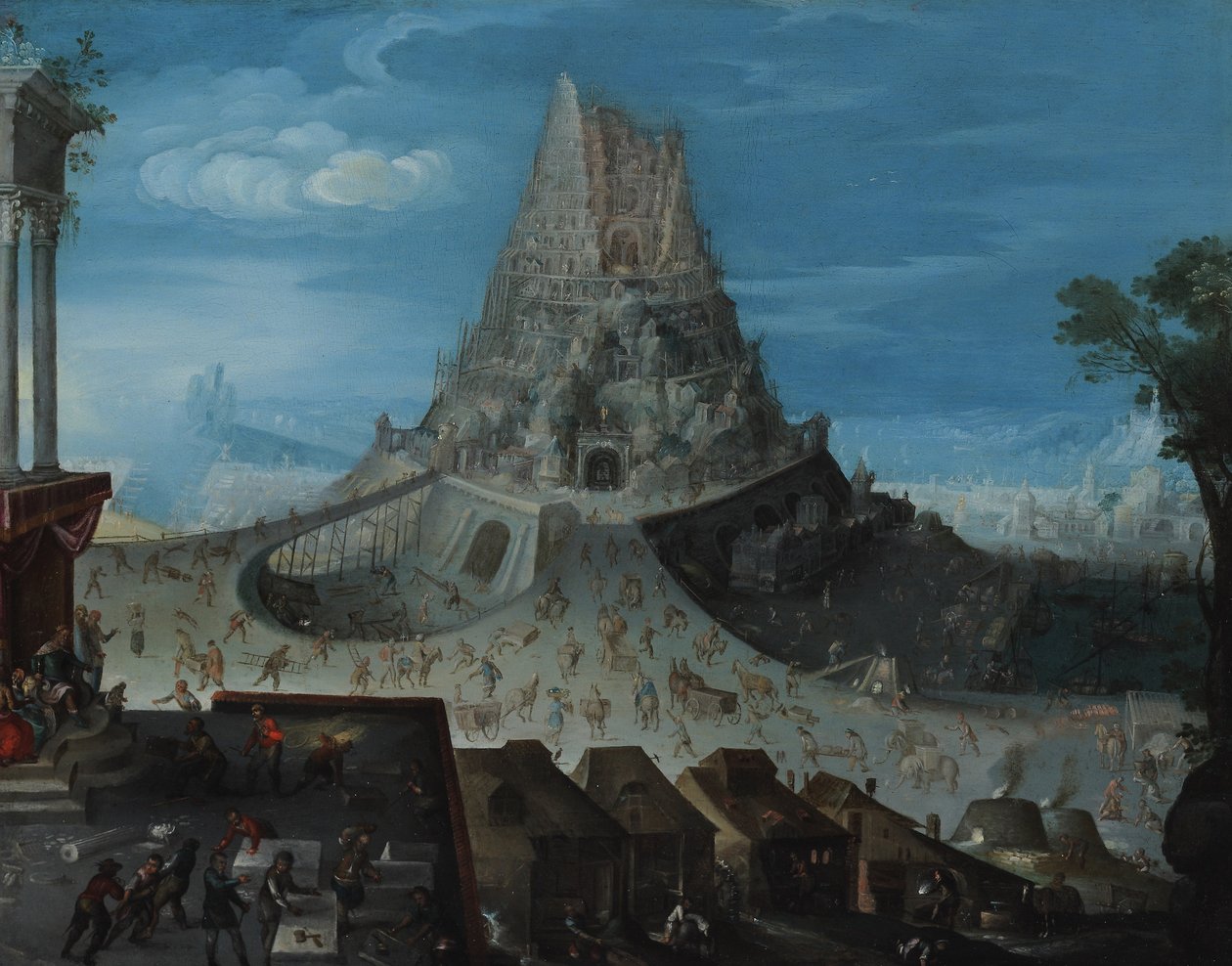 Babels torn (olja på koppar) av Hendrick van Cleve