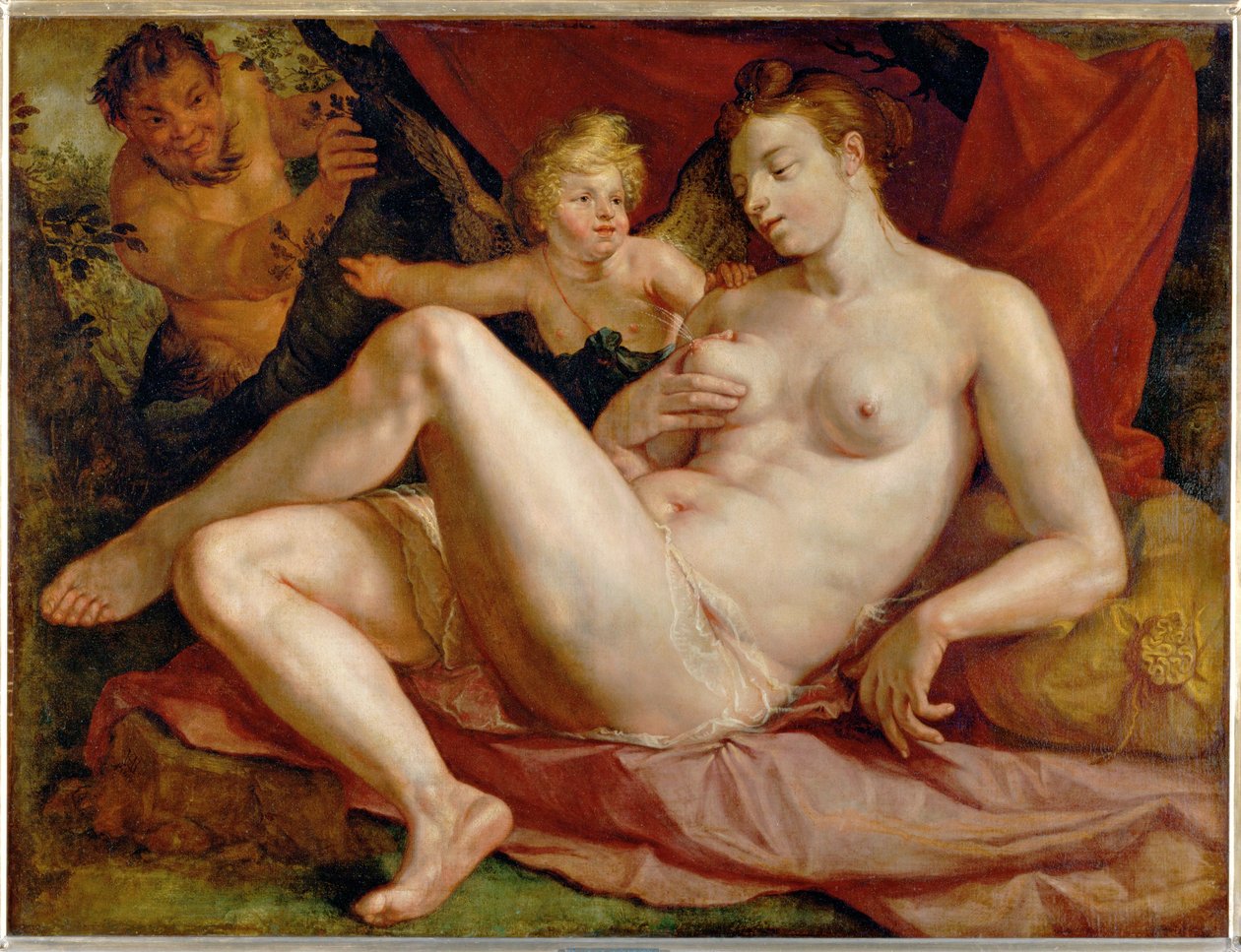 Jupiter och Antiope... av Hendrick (attr. to) Goltzius
