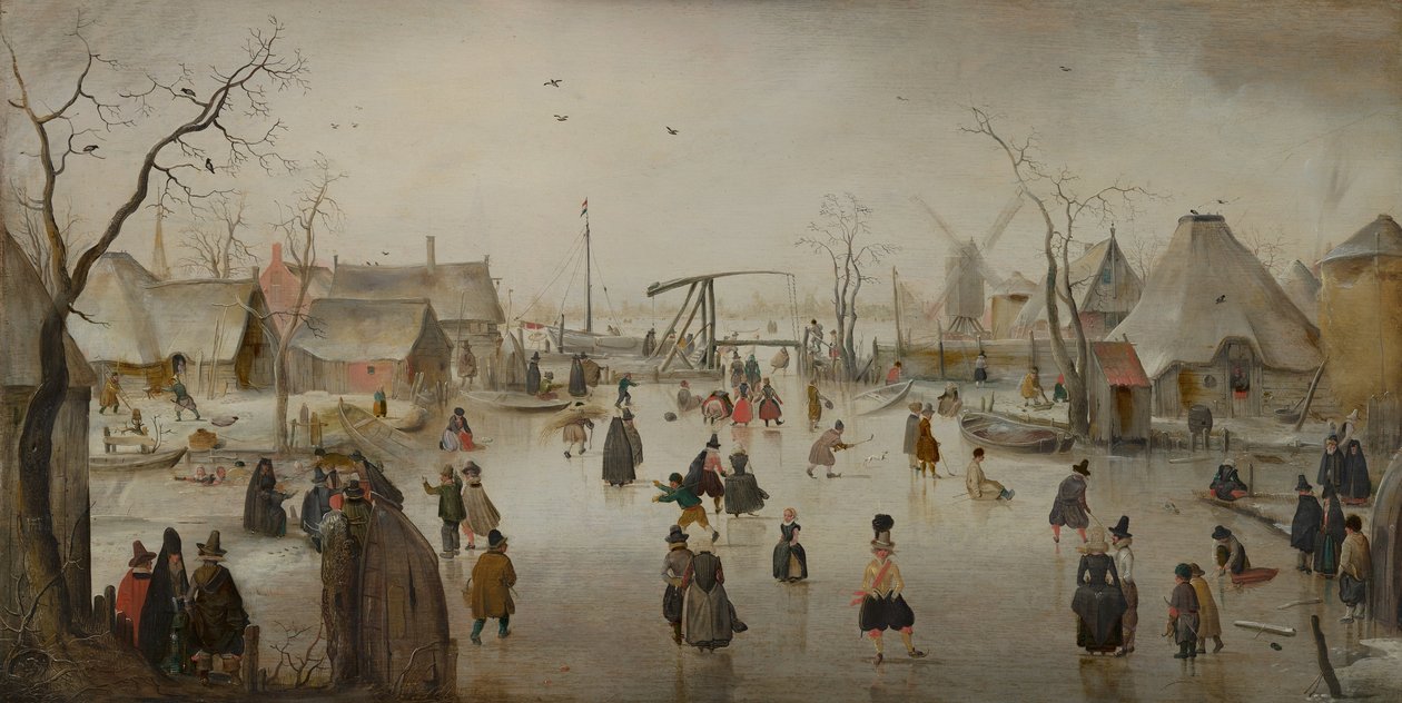 Holländska: Isunderhållning i en by Ice Scene av Hendrick Avercamp