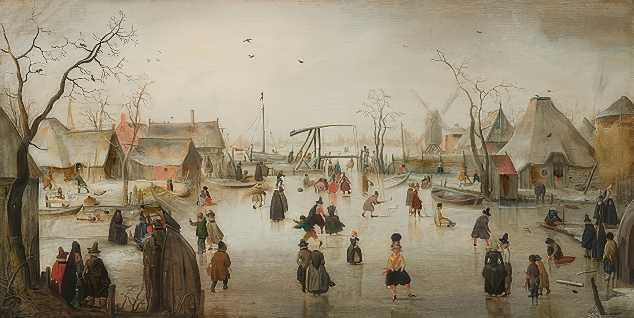 Skridskoåkning i en stad. Omkring 1610 av Hendrick Avercamp