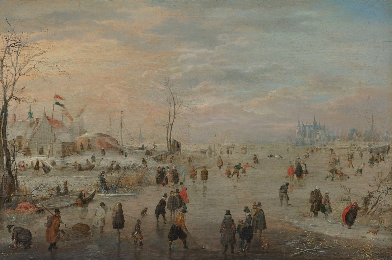Njuter av isen av Hendrick Avercamp