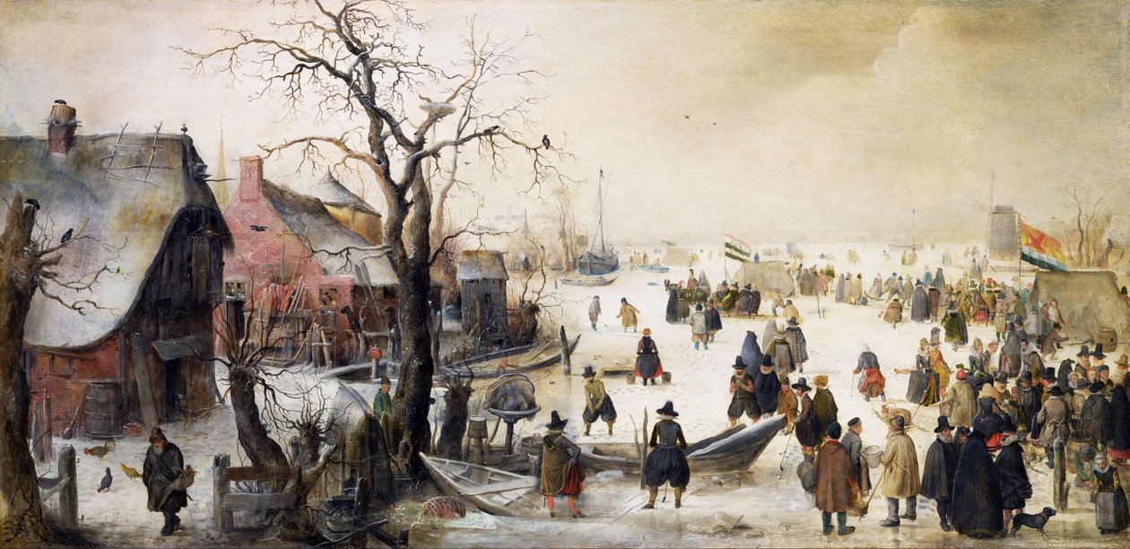 Vinterscen på en kanal av Hendrick Avercamp