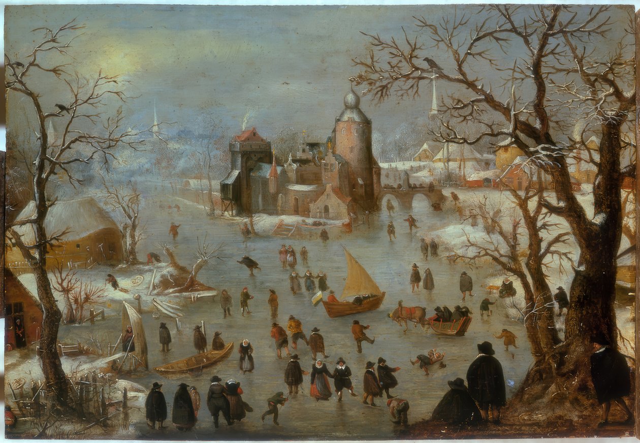 Vinterlandskap med skridskoåkare av Hendrick Avercamp