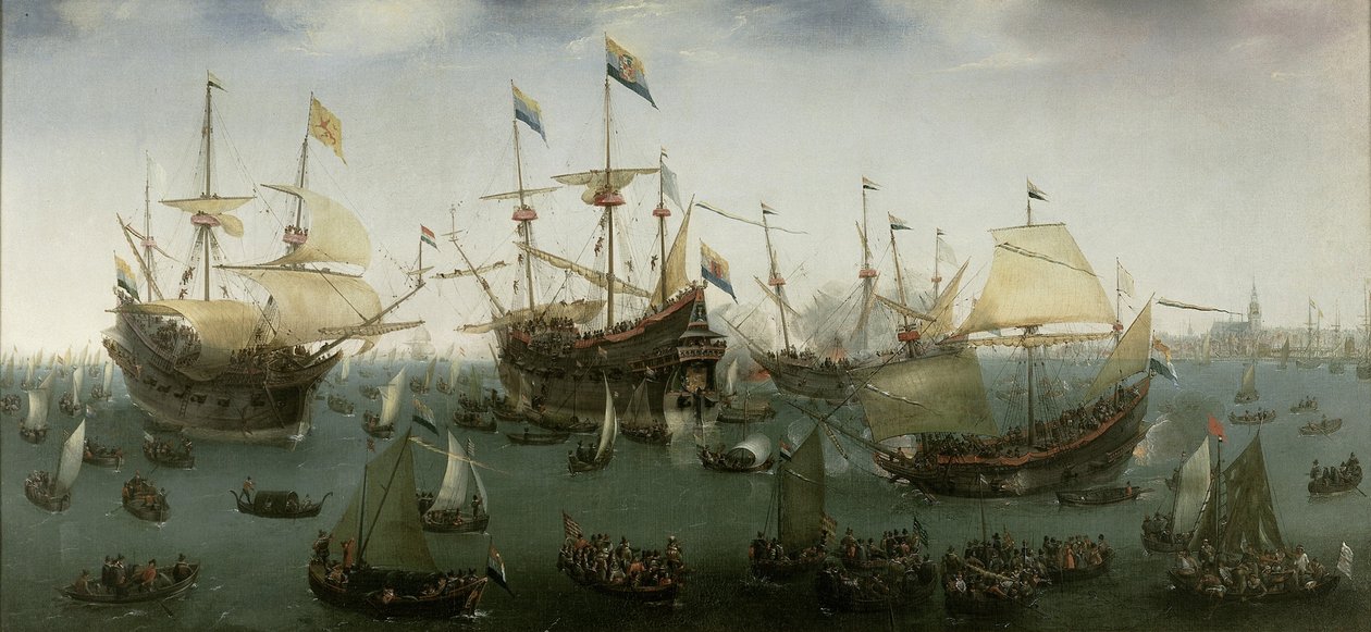 Återkomsten till Amsterdam av den andra expeditionen till Ostindien, 19 juli 1599 av Hendrick Cornelisz. Vroom