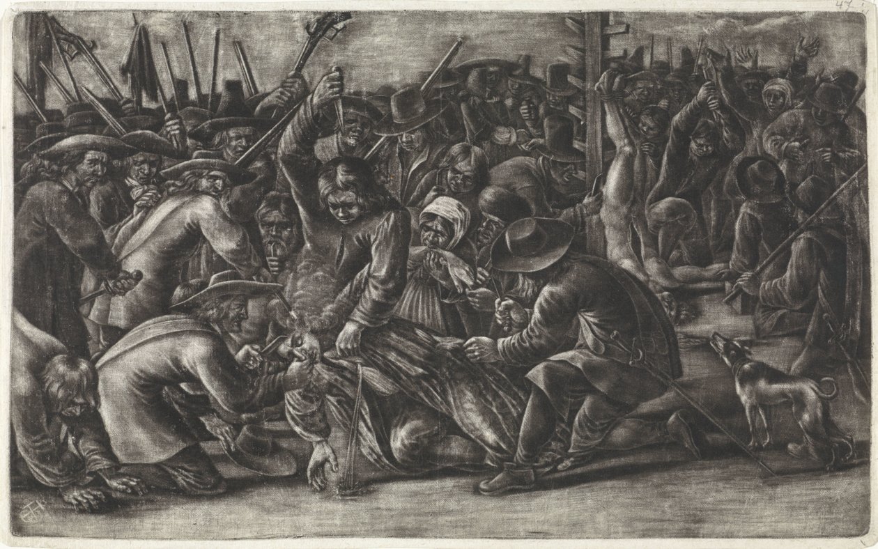 Stympning av bröderna De Witts kroppar, 1672 av Hendrick Danckerts