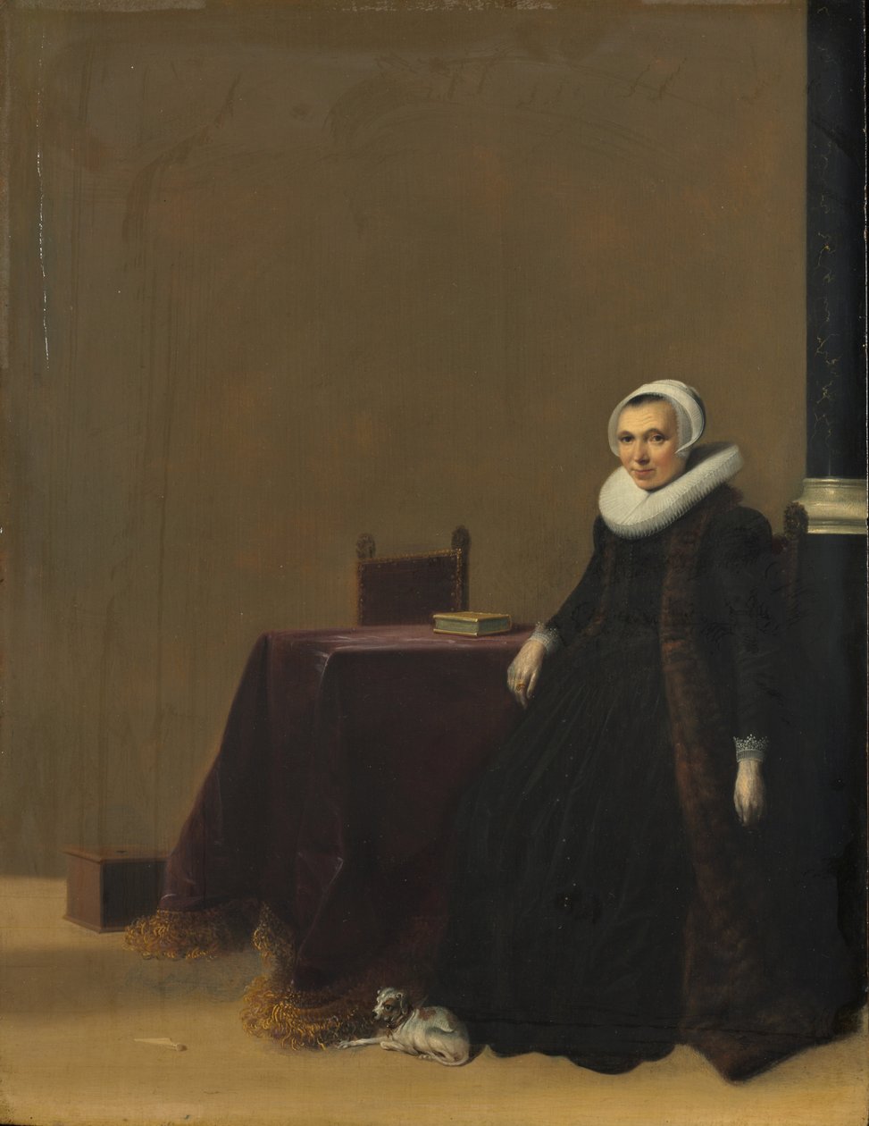 Porträtt av en kvinna med en hund, c.1635 av Hendrick Gerritsz Pot