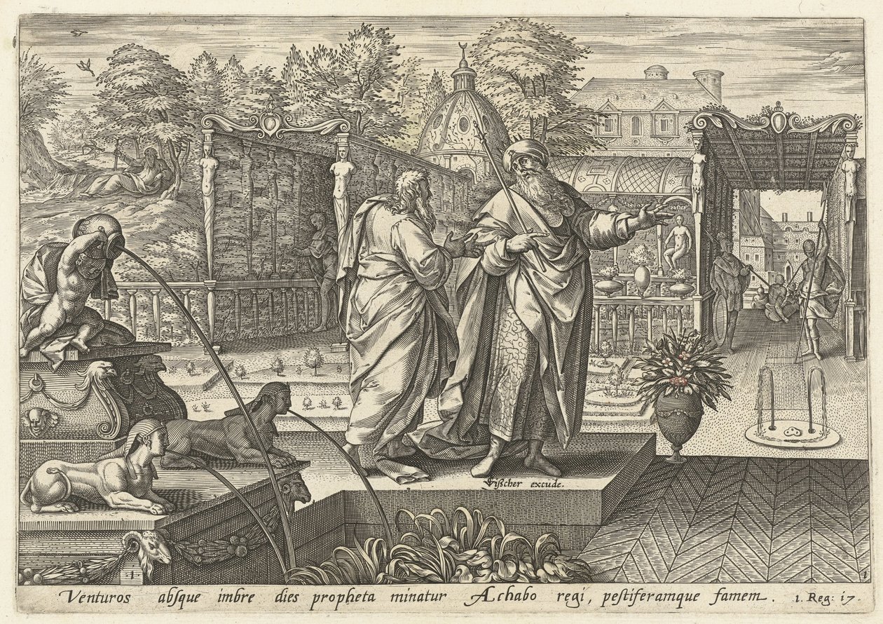 Elia förutspår för kung Ahab att en torka kommer att komma History of Elia (serietitel) av Hendrick Goltzius (rejected attribution)
