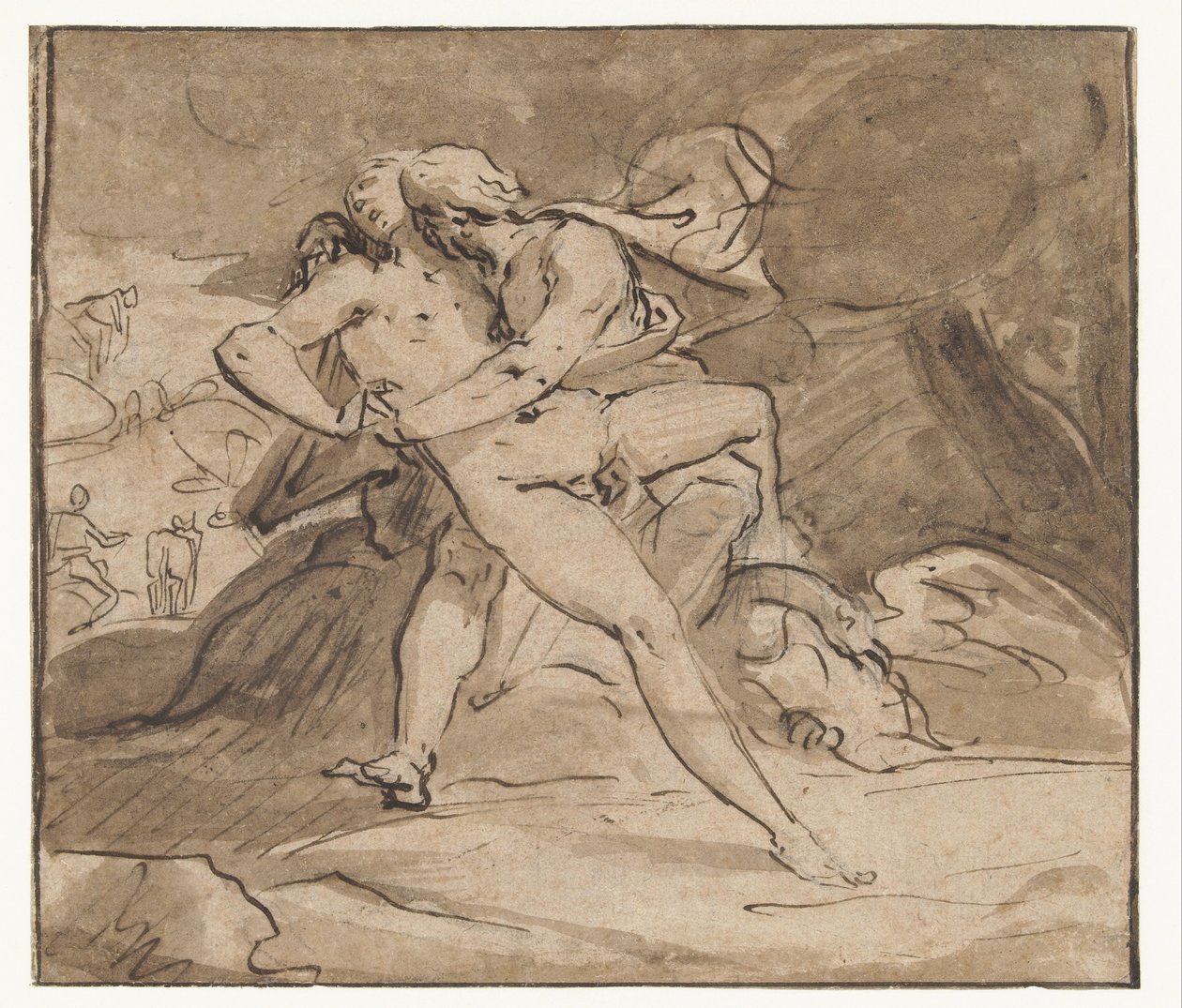 Jupiter omfamnar Io av Hendrick Goltzius (school of)