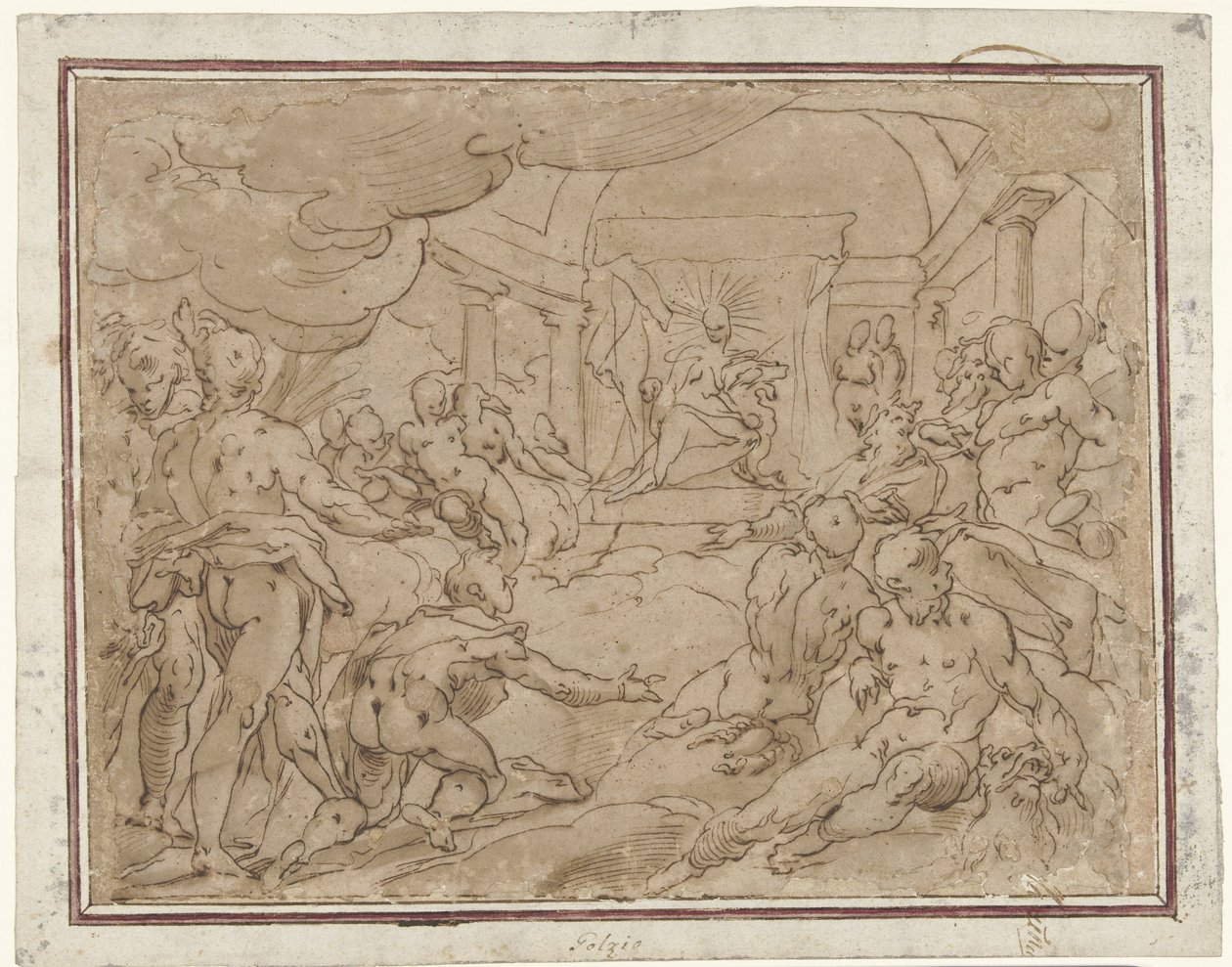 Phaeton ber Apollo om solvagnen av Hendrick Goltzius (school of)