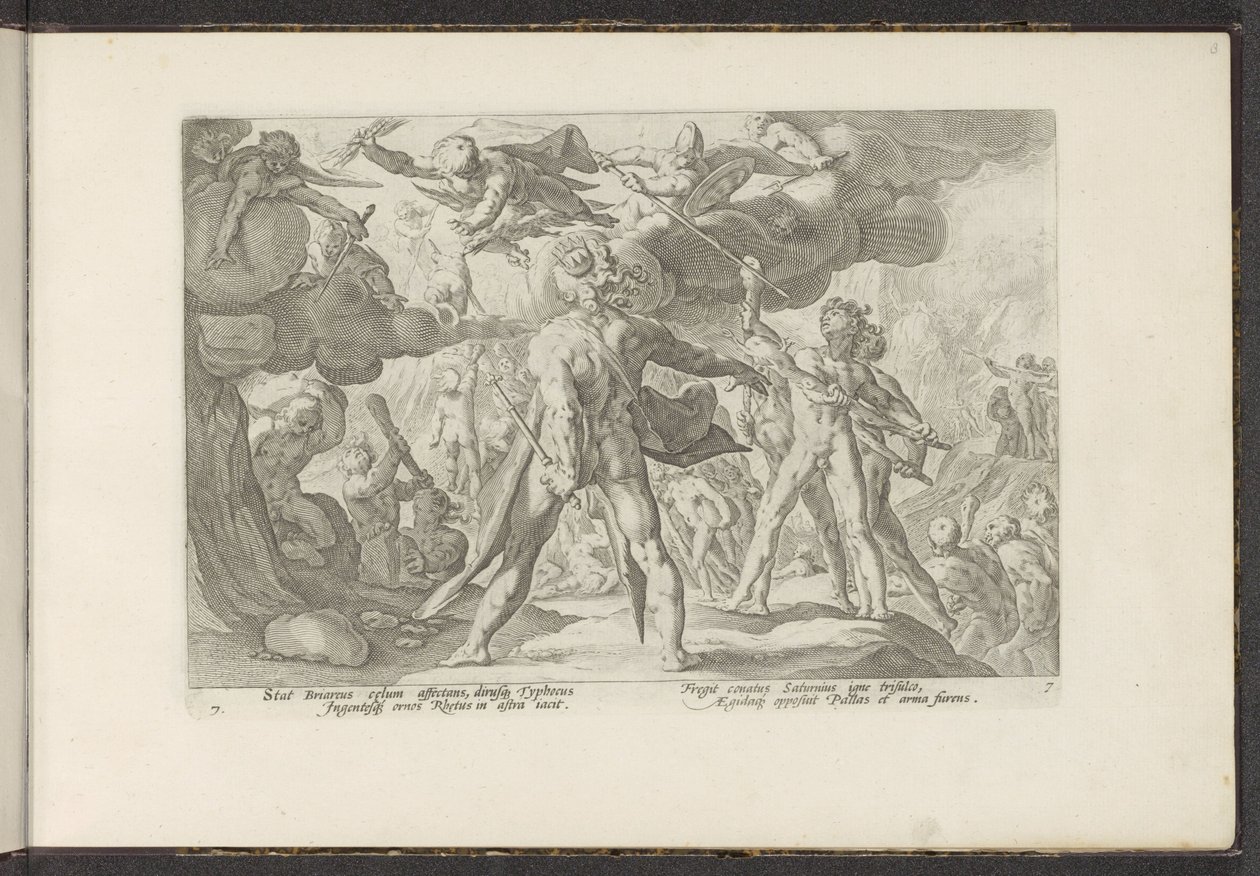 Jättarnas attack mot gudavärlden Ovidius metamorfoser (serietitel) Rekreationer av P. Ovidius Naso (serietitel) av Hendrick Goltzius (workshop of)