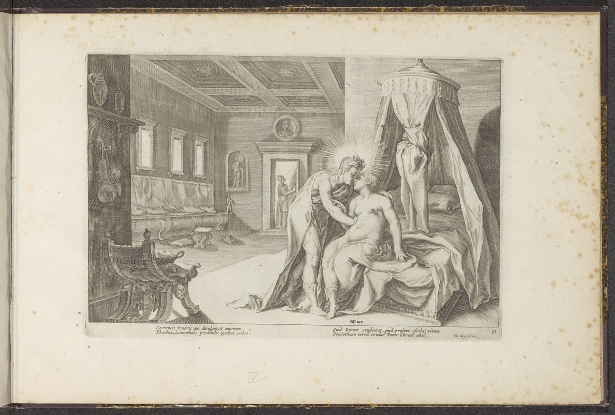 Apollo förför Leucothea Ovidius metamorfoser (serietitel) Rekreationer av P. Ovidius Naso (serietitel) av Hendrick Goltzius (workshop of)