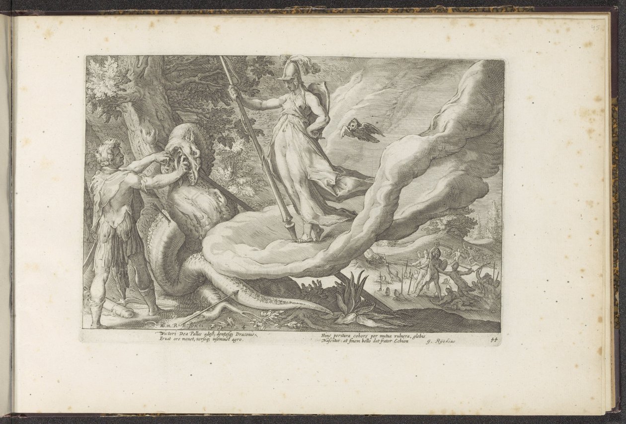 Cadmus sår drakens tänder Ovidius metamorfoser (serietitel) Återskapanden av P. Ovidius Naso (serietitel) av Hendrick Goltzius (workshop of)