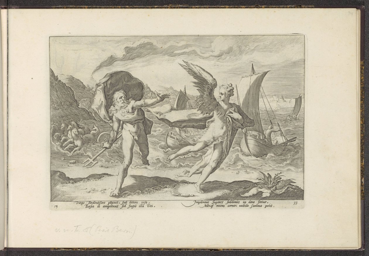 Cornix förvandlas till en kråka Ovidius metamorfoser (serietitel) Återskapanden av P. Ovidius Naso (serietitel) av Hendrick Goltzius (workshop of)