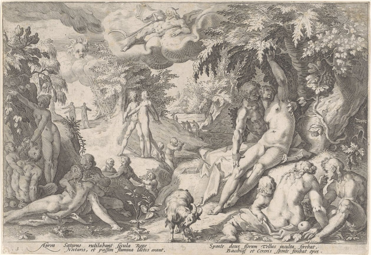 Den gyllene åldern Metamorphoses of Ovid (serietitel) av Hendrick Goltzius (workshop of)