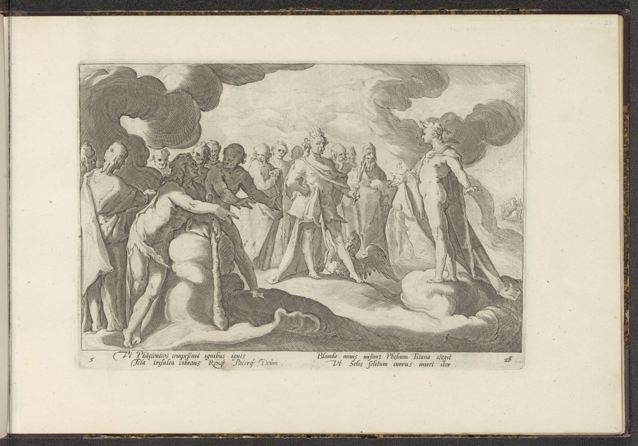 Gudar ber solguden att åka i sin vagn igen Ovidius metamorfoser (serietitel) Rekreationer av P. Ovidius Naso (serietitel) av Hendrick Goltzius (workshop of)