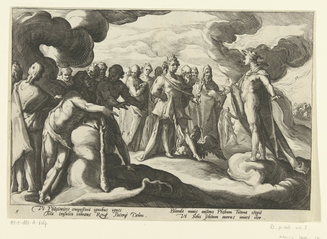 Gudar ber solguden att åka sin vagn igen Ovidius metamorfoser (serietitel) av Hendrick Goltzius (workshop of)