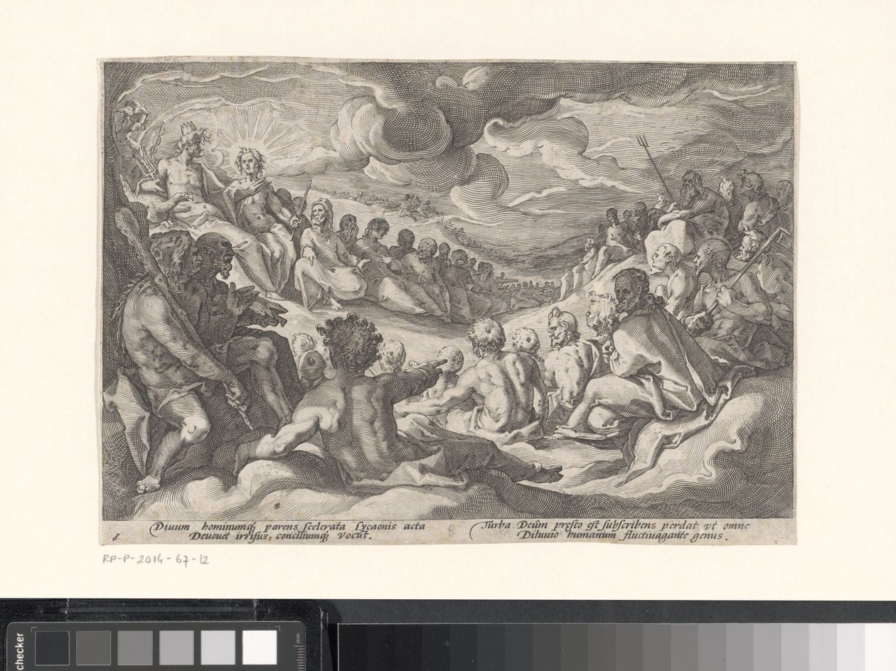 Jupiter frågar de olympiska gudarna om råd Metamorphoses of Ovid (serietitel) av Hendrick Goltzius (workshop of)