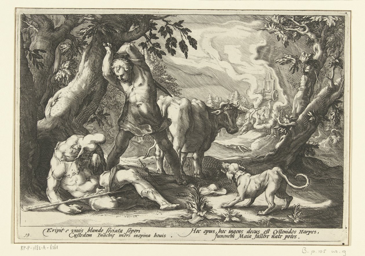 Mercurius doodt Argus Ovidius metamorfoser (serietitel) av Hendrick Goltzius (workshop of)