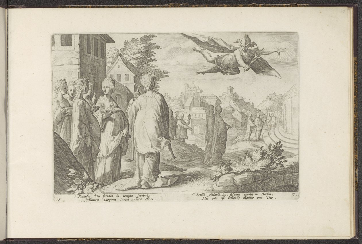 Mercury blir kär i Herse Ovidius metamorfoser (serietitel) Rekreationer av P. Ovidius Naso (serietitel) av Hendrick Goltzius (workshop of)