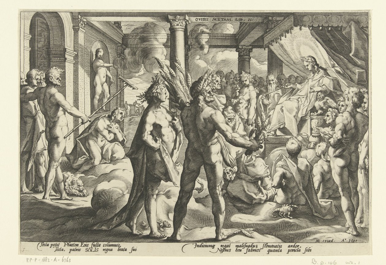 Phaeton i Helios-palatset Ovidius metamorfoser (serietitel) av Hendrick Goltzius (workshop of)