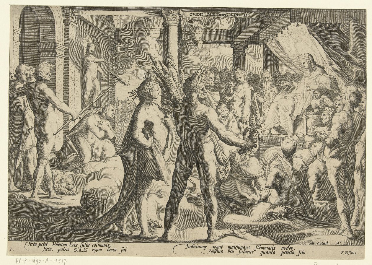 Phaeton i Helios-palatset Ovidius metamorfoser (serietitel) av Hendrick Goltzius (workshop of)