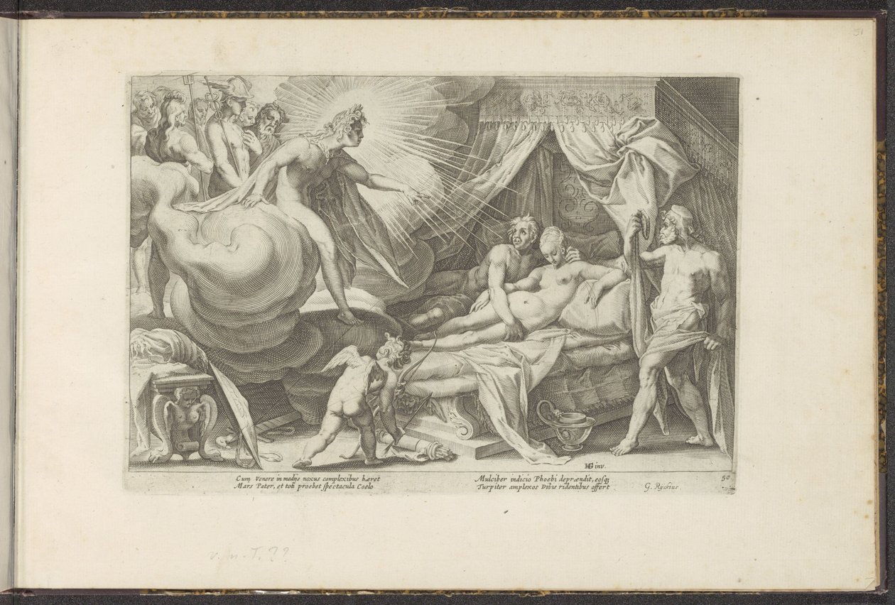 Venus och Mars fångade Ovidius metamorfoser (serietitel) Återskapanden av P. Ovidius Naso (serietitel) av Hendrick Goltzius (workshop of)