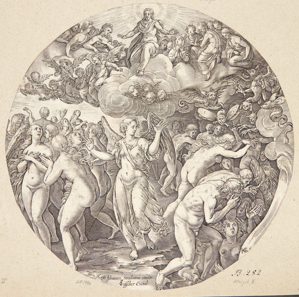 De frälstas och de fördömdas åtskiljande av Hendrick Goltzius