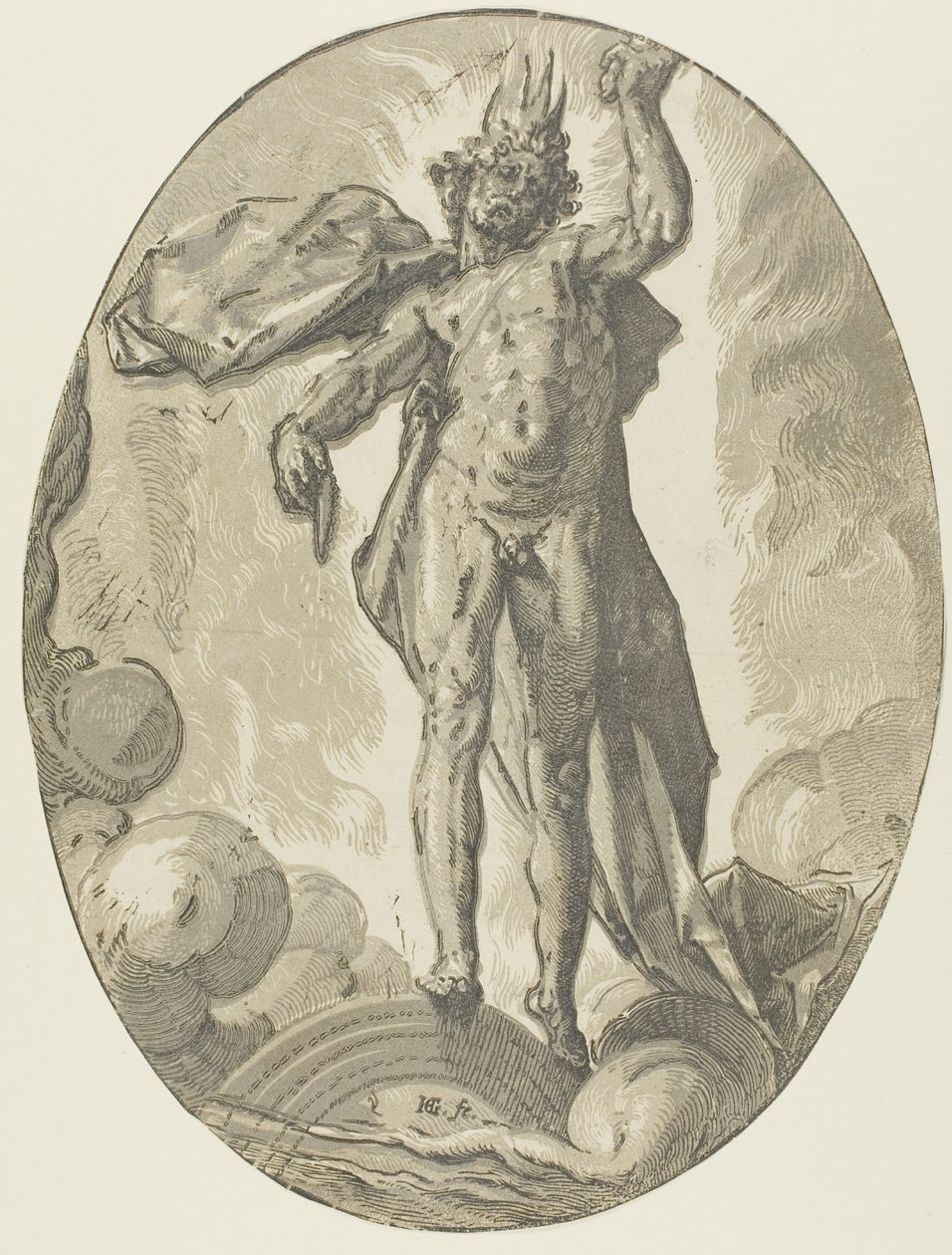 Aether, tallrik sex från Demogorgon and the Deities av Hendrick Goltzius