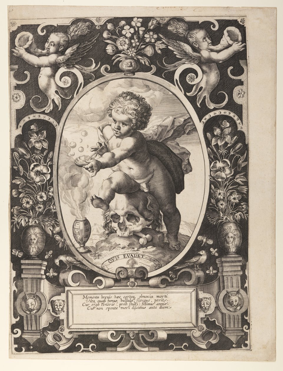 Allegori om förgänglighet (Quis Evadet) av Hendrick Goltzius