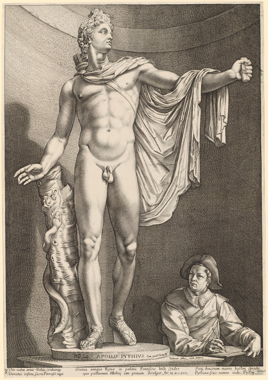 Apollo Belvedere, blad 3 ur "Tre antika statyer från Rom" av Hendrick Goltzius