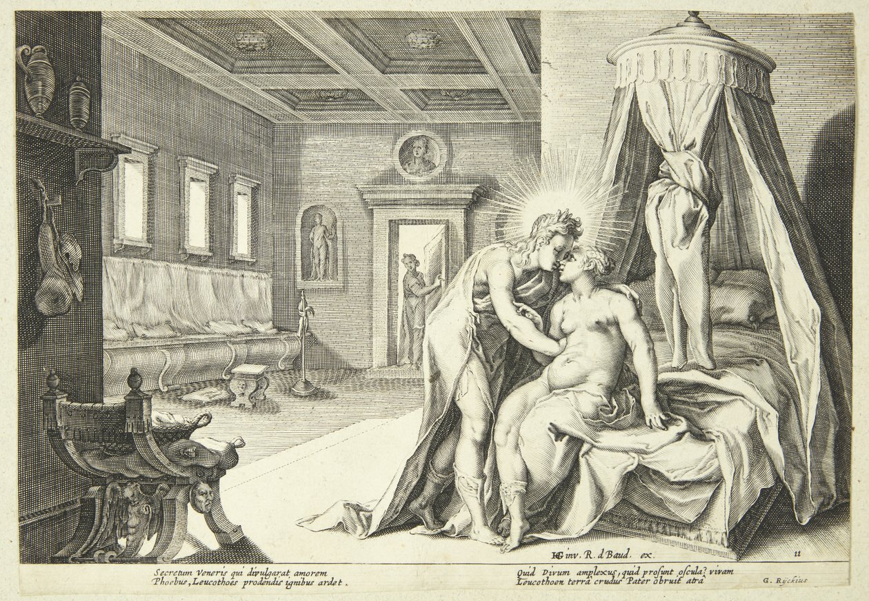Apollo missbrukar Leucothoe av Hendrick Goltzius