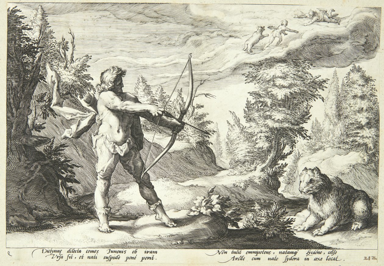 Arcas förberedde sig på att döda sin mamma av Hendrick Goltzius