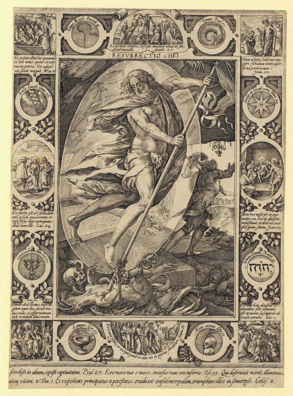 Kristi uppståndelse, blad 7 i serien ”Kristi liv” av Hendrick Goltzius