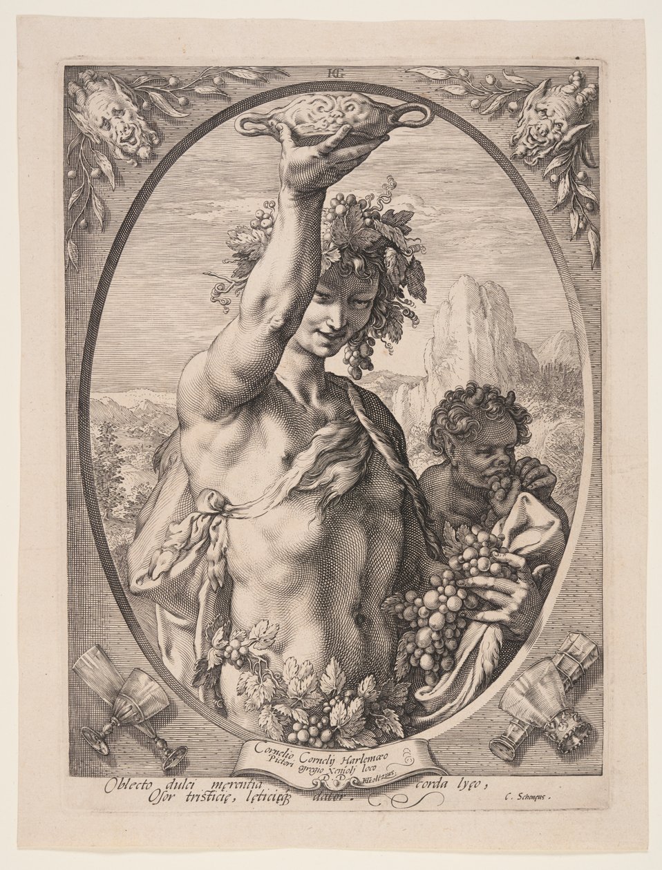 Bacchus, från Tre hedniska gudar och gudinnor av Hendrick Goltzius