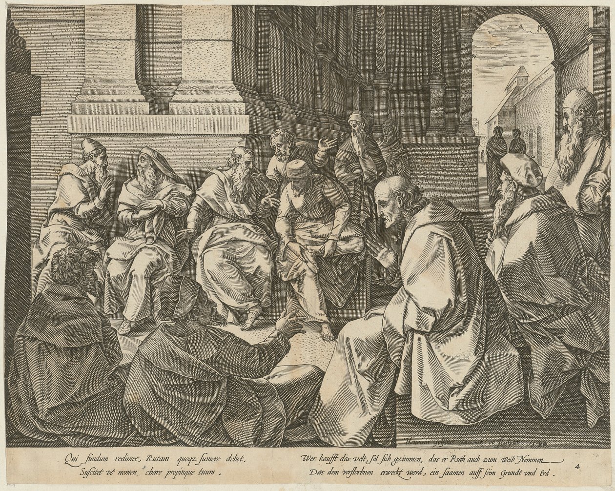 Boas och de tio äldste, blad 4 i serien ”Ruts historia” av Hendrick Goltzius