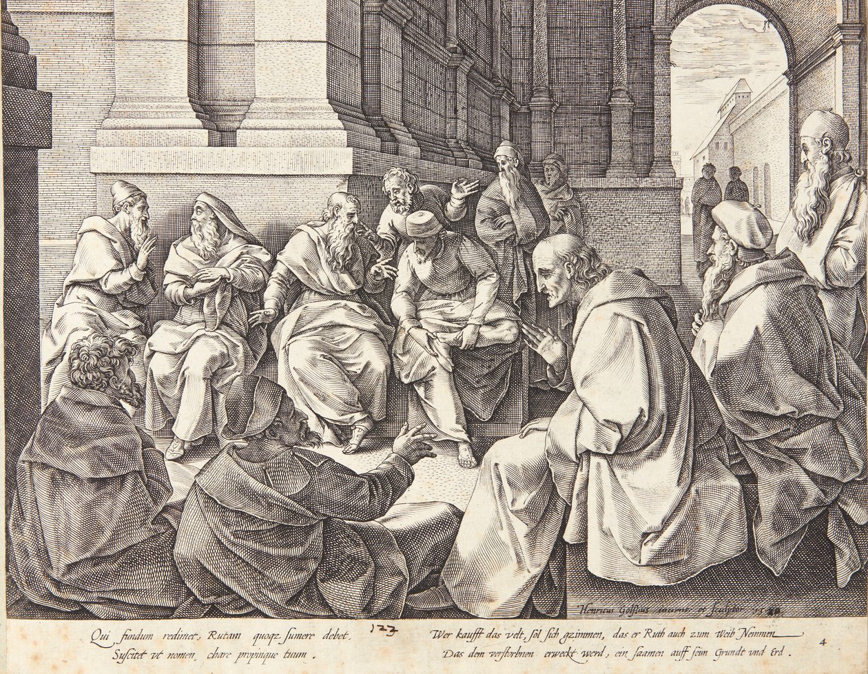 Boaz och de tio äldste av Hendrick Goltzius