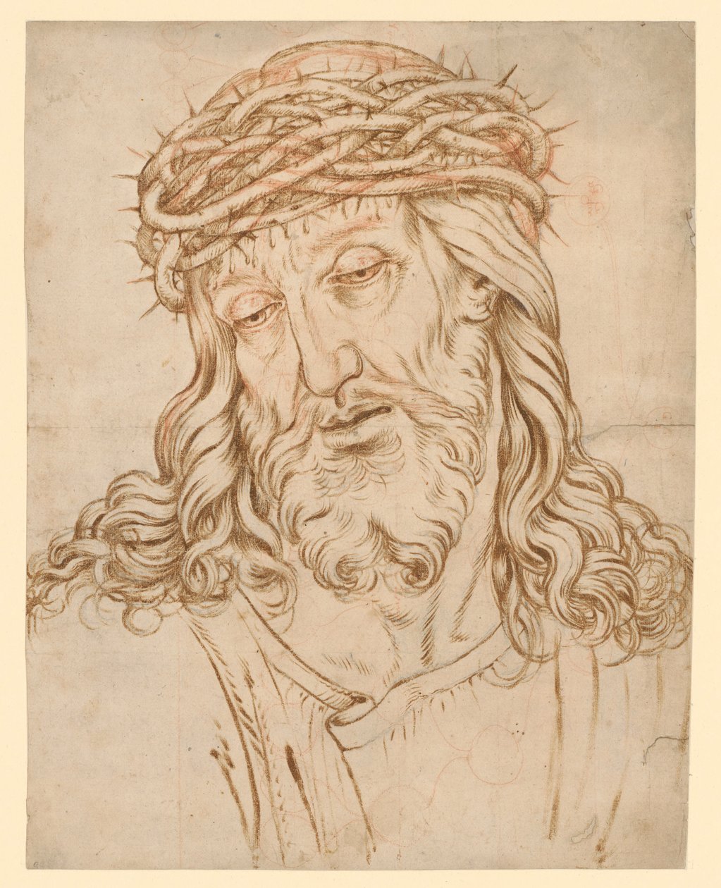 Bröstbild av Smärtornas man, med huvudet lutat åt vänster av Hendrick Goltzius
