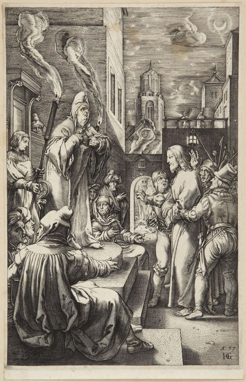 Kristus inför Kajafas av Hendrick Goltzius