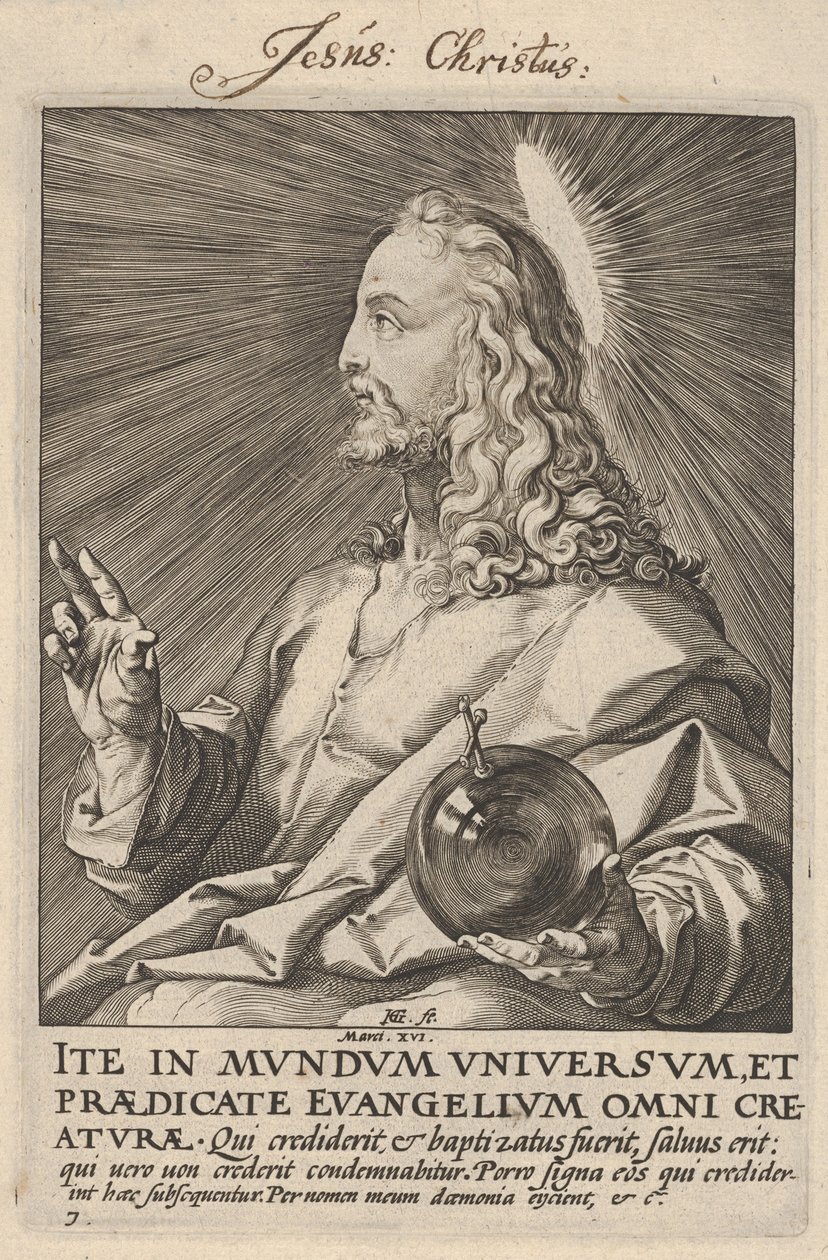 Kristus, ur ”Kristus, apostlarna och den helige Paulus med trosbekännelsen” av Hendrick Goltzius
