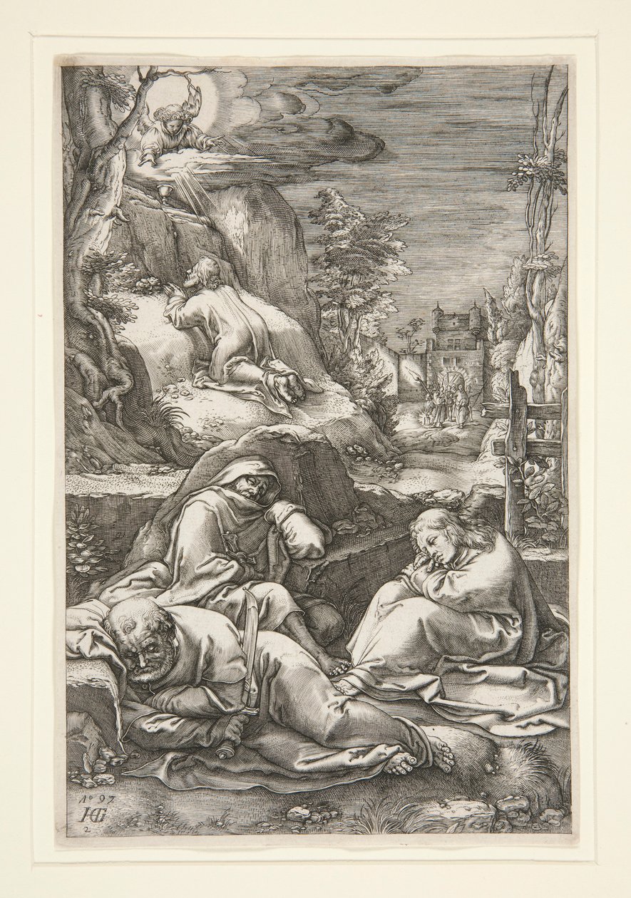 Kristus på Oljeberget / Kval i trädgården av Hendrick Goltzius