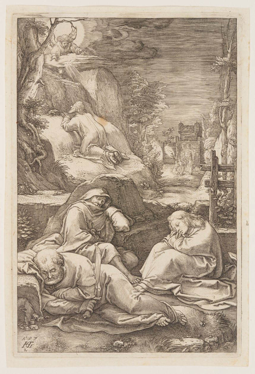Kristus på Olivberget, från The Passion av Hendrick Goltzius